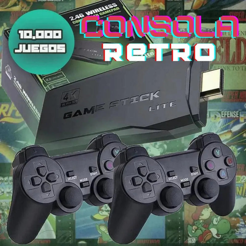 🎮 CONSOLA GAMESTICK 4K (+10.000 JUEGOS DE 9 CONSOLAS) + 2 MANDOS