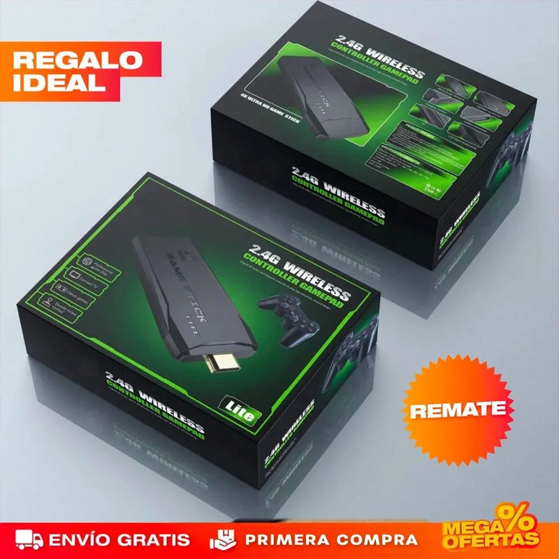 🎮 CONSOLA GAMESTICK 4K (+10.000 JUEGOS DE 9 CONSOLAS) + 2 MANDOS