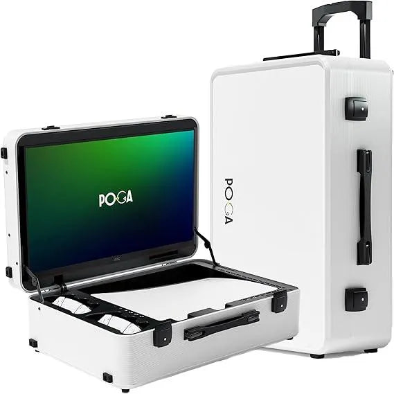 POGA Lux White - Maletín Portátil para PS5 con Monitor AOC de 24'' y Carrito