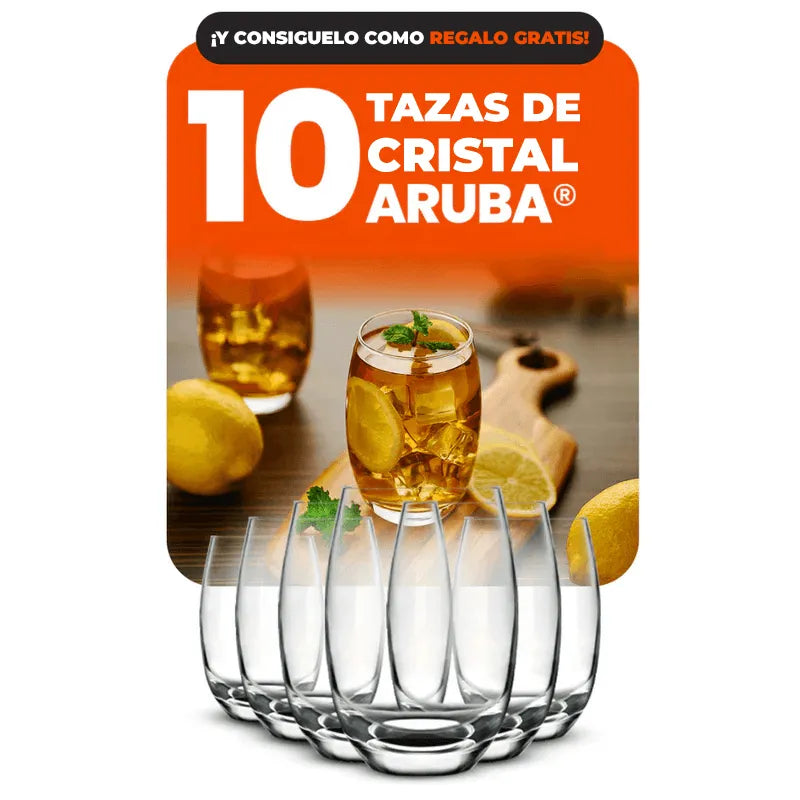 Kit con 15 Botes de Vidrio Herméticos + 10 Vasos de Regalo de Vidrio Aruba